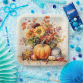 色の色目：葉と花模様 ペーパープレート (パーティー)