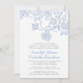 色の花と葉のレースの結婚式 招待状 (正面)