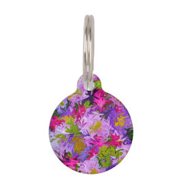 色の花の抽象美術のデザインの花束 ペット　ネームタグ