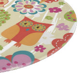 色の花柄およびフクロウ カッティングボード (角)