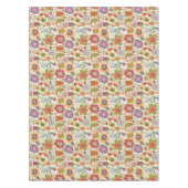 色の花柄およびフクロウ テーブルクロス (正面)