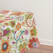 色の花柄およびフクロウ テーブルクロス (インサイチュ)