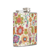 色の花柄およびフクロウ フラスク (右)