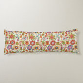 色の花柄およびフクロウ ボディピロー (裏面)