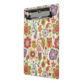 色の花柄およびフクロウ ミニクリップボード (アングル2)