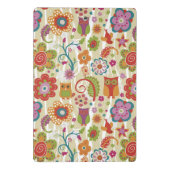 色の花柄およびフクロウ ミニクリップボード (裏面)