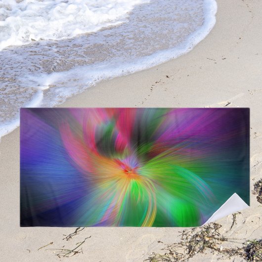 色の花火 – フラクタルカッコいいル ビーチタオル