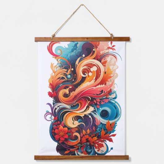 色の花 吊り下げ型タペストリー (正面)