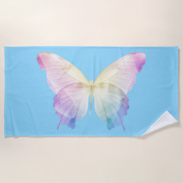 色の蝶シルエット ビーチタオル