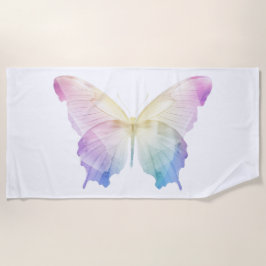 色の蝶シルエット ビーチタオル
