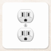 色の装飾をカスタマイズ電気プラグのかちりと言う音 スクエアペーパーコースター (正面)