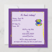 色の誕生日のパグ 招待状 (裏面)