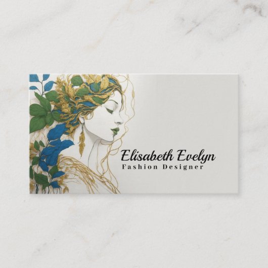 色の調和：シルエット、金ゴールド、緑、青 名刺 (正面)