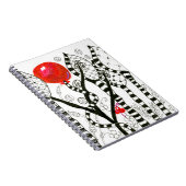 色の赤い気球のZendoodleの想像力に富む森林の破裂音 ノートブック (右側)