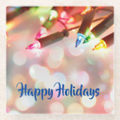 色の輝数々のくライトクリスマス《写真》ぼけ味 ガラスコースター (正面)