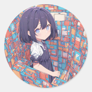 色の迷路 ラウンドシール