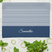 色の選択ミニマルモダンストライプと名前 キッチンタオル (折り畳み)