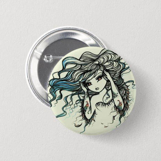 色の音楽的な天使の女の子の妖精のファンタジーの穿孔器 缶バッジ (正面&裏面)