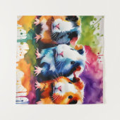 色の飛び散った可愛いモルモット タペストリー (正面(横))