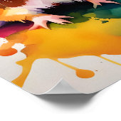 色の飛び散った可愛いモルモット ポスター (角)