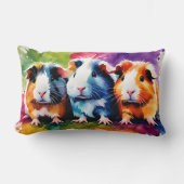 色の飛び散った可愛いモルモット ランバークッション (正面)