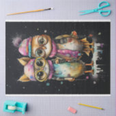 色の飛び散った猫： 芸術的 Pixie Chicks 薄葉紙 (クラフト)