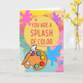 色の飛び散りありがとう カード (黄色い花)