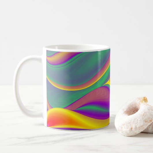 色の魔法、抽象芸術3Dレインボワート コーヒーマグカップ (ドーナツ)