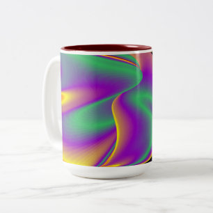 色の魔法、抽象芸術3Dレインボワート ツートーンマグカップ