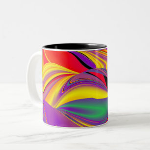 色の魔法、抽象芸術3Dレインボワート ツートーンマグカップ