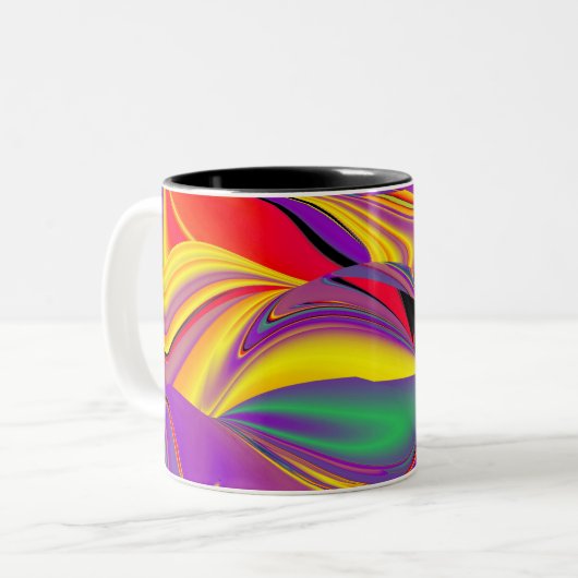 色の魔法、抽象芸術3Dレインボワート ツートーンマグカップ (正面左)