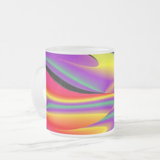 色の魔法、抽象芸術3Dレインボワート フロストグラスマグカップ (正面左)