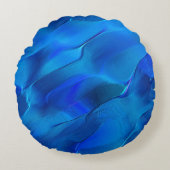 色の鮮やかな青い色調のメタリックダン ラウンドクッション (正面)