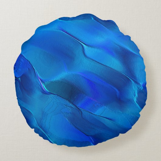 色の鮮やかな青い色調のメタリックダン ラウンドクッション (裏面)