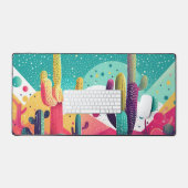 色の鮮やかサボテン デスクマット (キーボード&マウス)