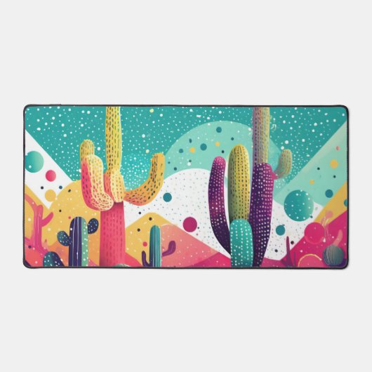 色の鮮やかサボテン デスクマット (正面)