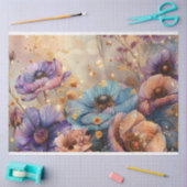 色の鮮やか付いた冷たい花 薄葉紙 (クラフト)