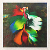 色の鳥。抽象芸術アートコースター ガラスコースター (正面)