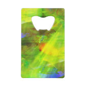 色の黄色い抽象的で継ぎ目が無い背景の緑 クレジットカード栓抜き (裏面)