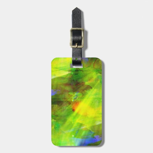 色の黄色い抽象的で継ぎ目が無い背景の緑 ラゲッジタグ (正面縦)