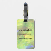 色の黄色い抽象的で継ぎ目が無い背景の緑 ラゲッジタグ (裏面縦)