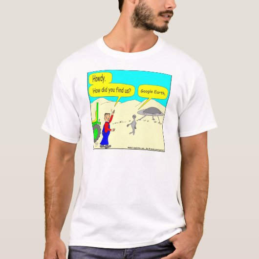 色の280 Google Earthの漫画 Tシャツ (正面)