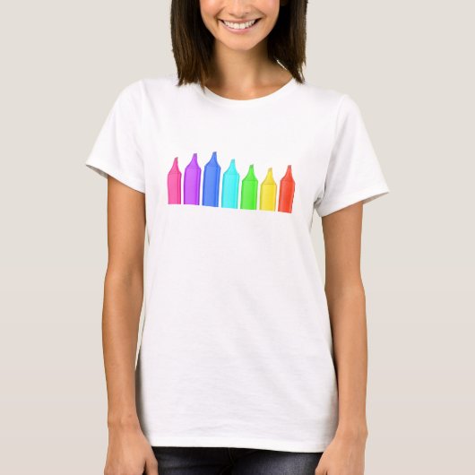 色の7つのマーカーの違う行 Tシャツ (正面)