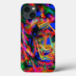 色の「ブラシストローク」で染色された正方形のツイスト iPhone 13ケース