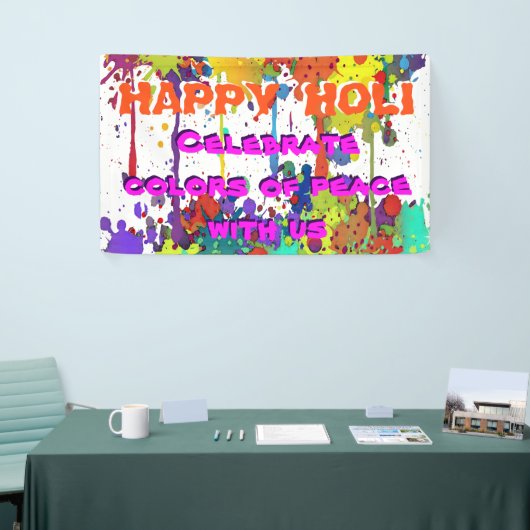 色のHOLIのフェスティバル-はねかけます + あなたのアイディア 横断幕 (トレードショー)