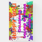 色のHOLIのフェスティバル-はねかけます + あなたのアイディア 横断幕 (縦)