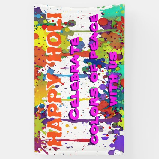 色のHOLIのフェスティバル-はねかけます + あなたのアイディア 横断幕 (縦)