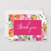 色はっきりしたピンクのオレンジの牡丹エレガント詳細 サンキューカード (正面)