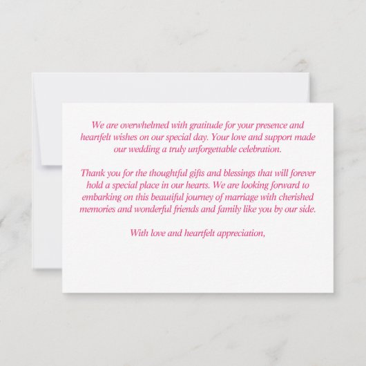 色はっきりしたピンクのオレンジの牡丹エレガント詳細 サンキューカード (裏面)