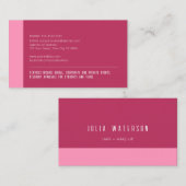 色はっきりしたモダンブロック – ピンク色の濃淡、ロゴなし 名刺 (正面/裏面)